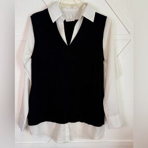 Milano Black and White Layered Button Down Shirt